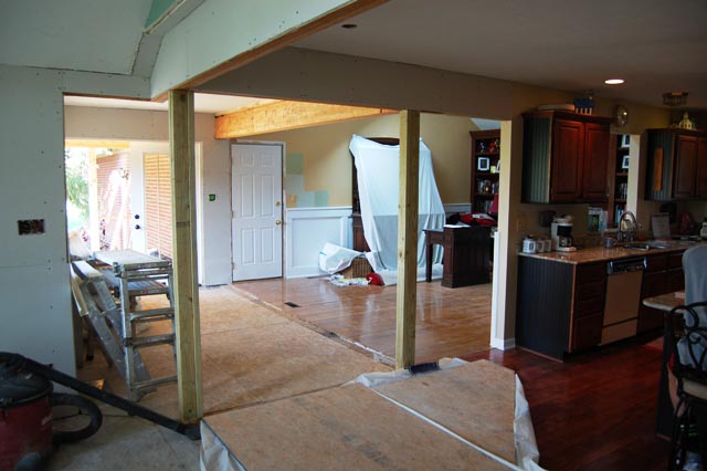 Sunroom and family room walls are removed