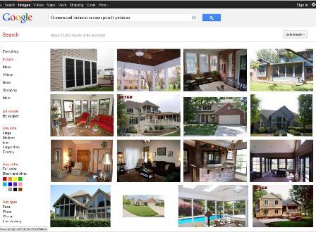 screen porch search results screen shot